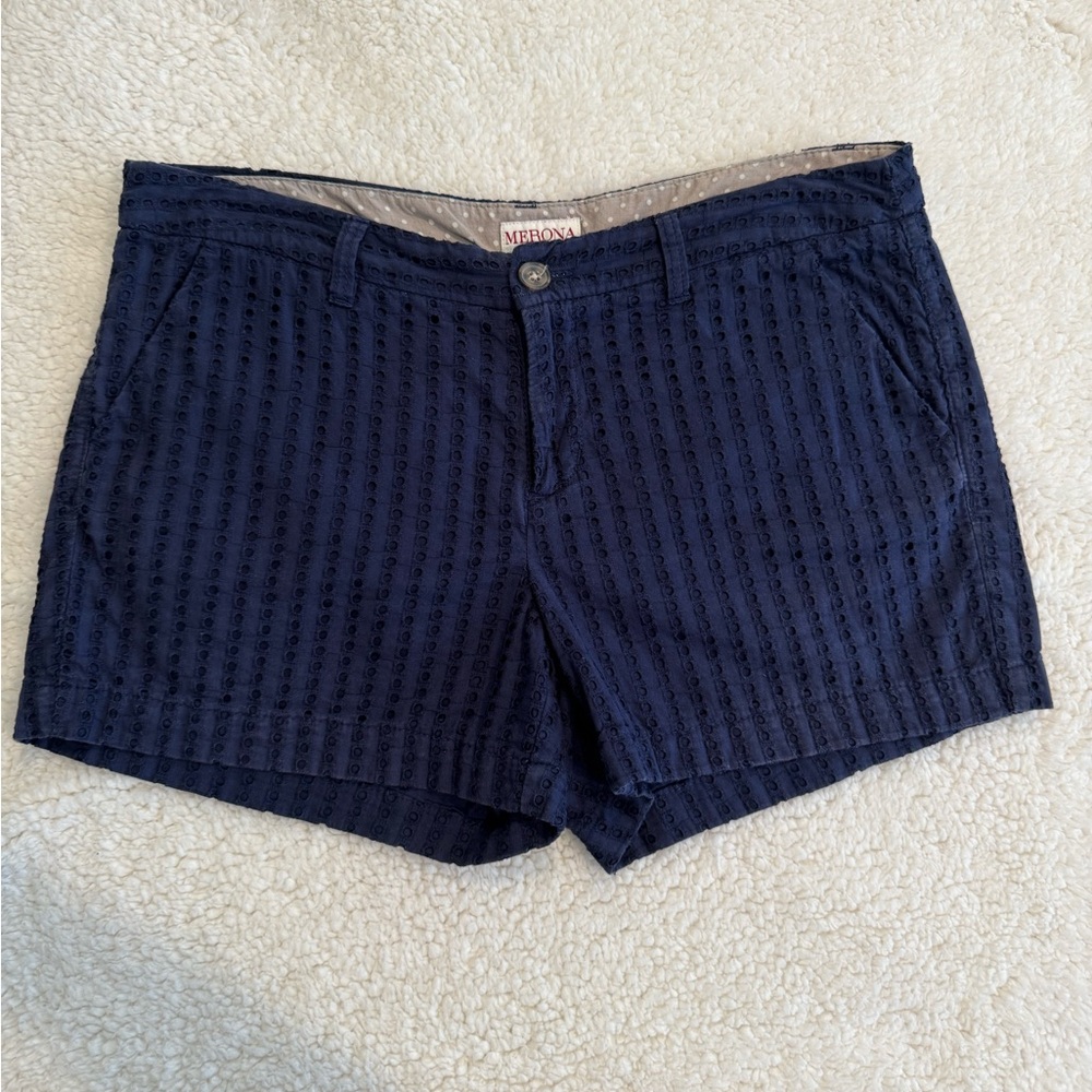 Merona Women's Dark Blue Eyelet Fabric Shorts Size 10